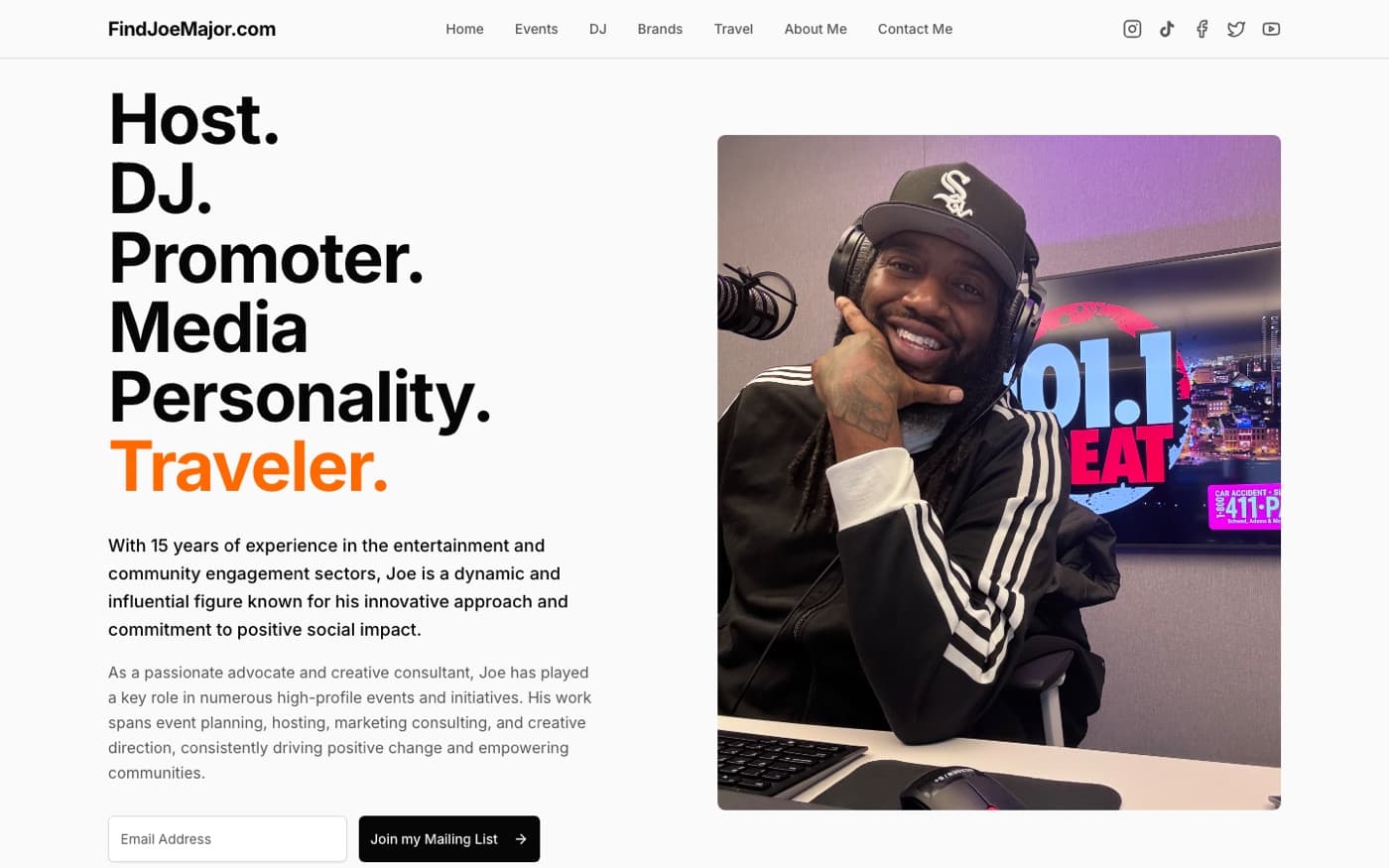 findjoemajor.com homepage